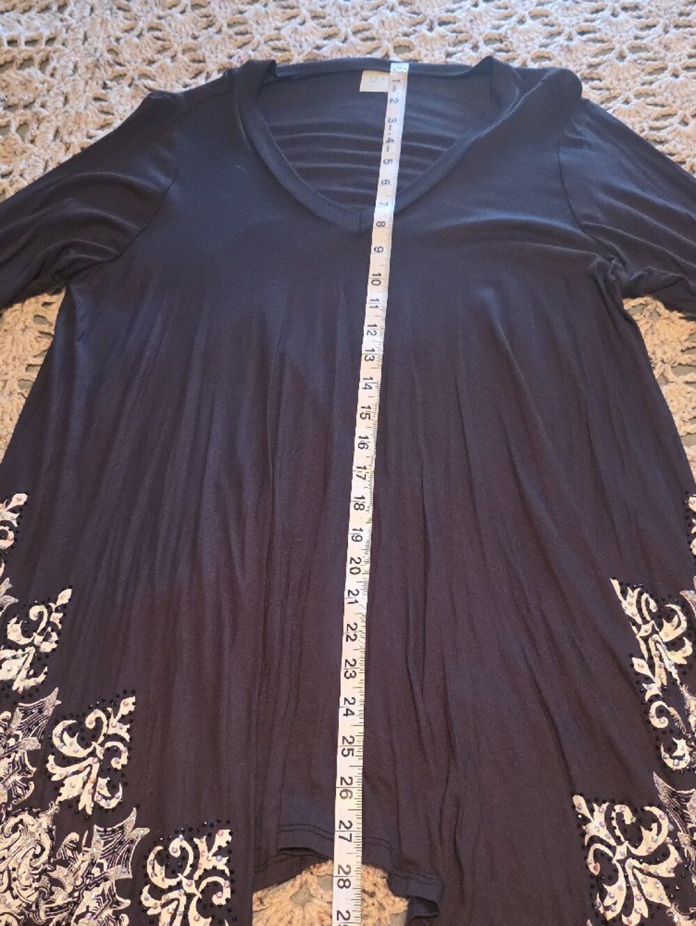 Vocal Dark Grey Tunic with White Floral Border - Picture 6 of 9